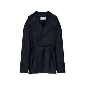 The Frankie Shop Navy Blue Cotton Zurich Oversized Short Trench Coat - NWT